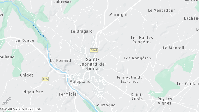 Carte de la zone d'intervention à Saint-Léonard-de-Noblat