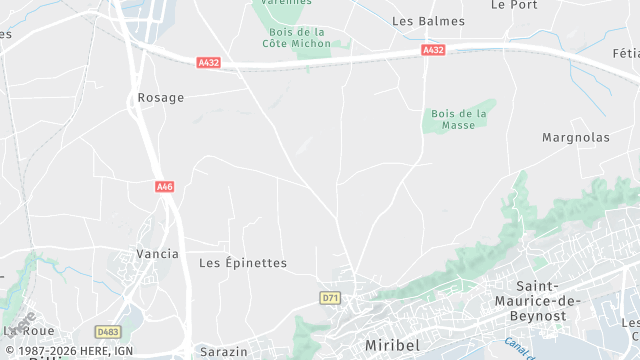 Carte de la zone d'intervention à Miribel