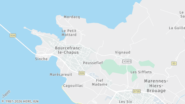 Carte de la zone d'intervention à Bourcefranc-le-Chapus