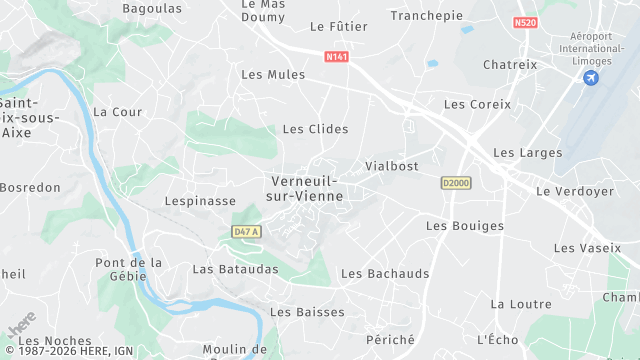 Carte de la zone d'intervention à Verneuil-sur-Vienne