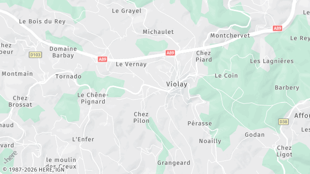Carte de la zone d'intervention à Violay