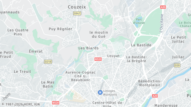 Carte de la zone d'intervention à Limoges