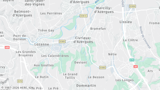 Carte de la zone d'intervention à Civrieux-d'Azergues