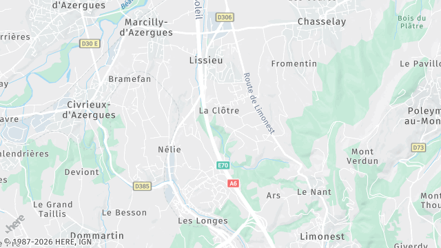 Carte de la zone d'intervention à Lissieu