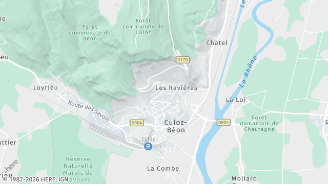 Carte de la zone d'intervention à Culoz-Béon