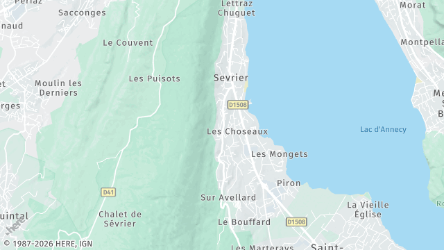 Carte de la zone d'intervention à Sevrier