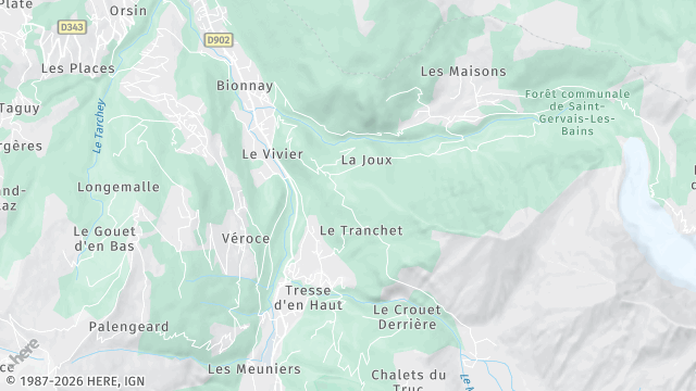 Carte de la zone d'intervention à Saint-Gervais-les-Bains