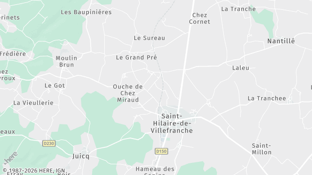 Carte de la zone d'intervention à Saint-Hilaire-de-Villefranche