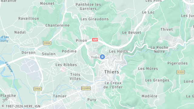 Carte de la zone d'intervention à Thiers