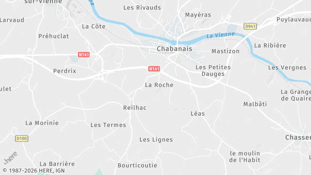 Carte de la zone d'intervention à Chabanais