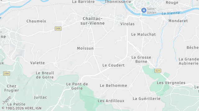 Carte de la zone d'intervention à Chaillac-sur-Vienne