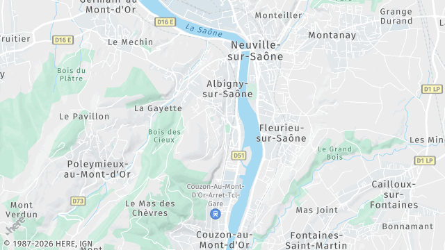 Carte de la zone d'intervention à Albigny-sur-Saône