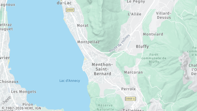 Carte de la zone d'intervention à Menthon-Saint-Bernard