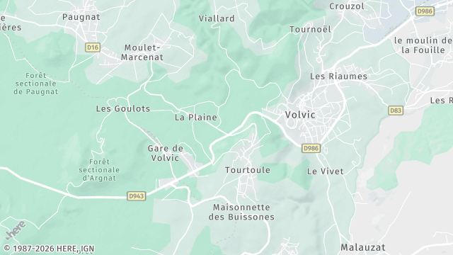 Carte de la zone d'intervention à Volvic