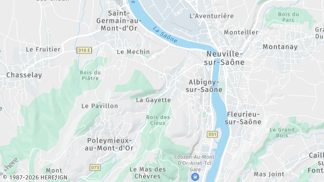 Carte de la zone d'intervention à Curis-au-Mont-d'Or
