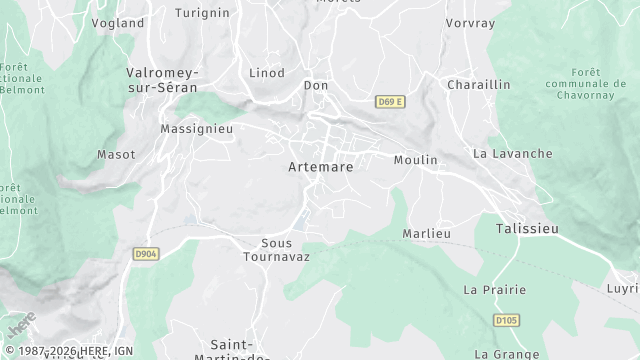 Carte de la zone d'intervention à Artemare