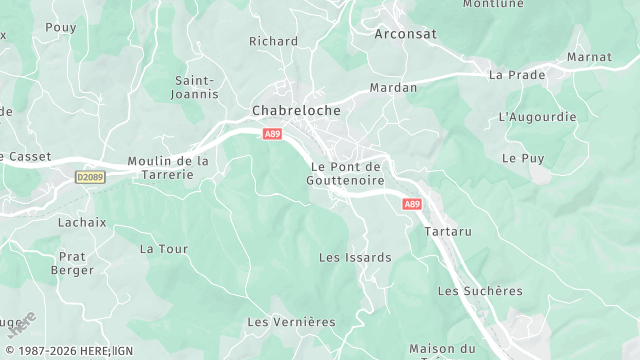 Carte de la zone d'intervention à Chabreloche