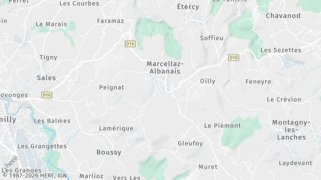 Carte de la zone d'intervention à Marcellaz-Albanais
