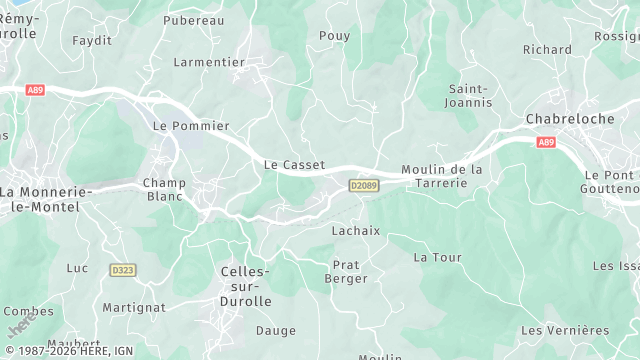 Carte de la zone d'intervention à Celles-sur-Durolle