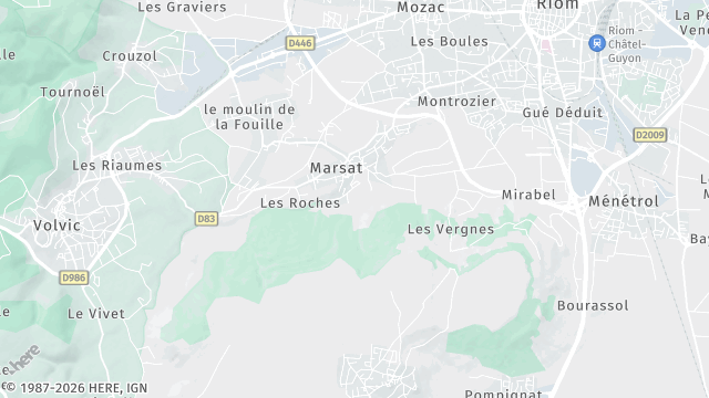Carte de la zone d'intervention à Marsat
