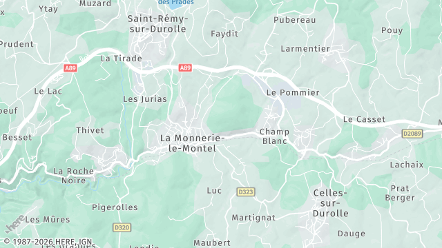 Carte de la zone d'intervention à La Monnerie-le-Montel