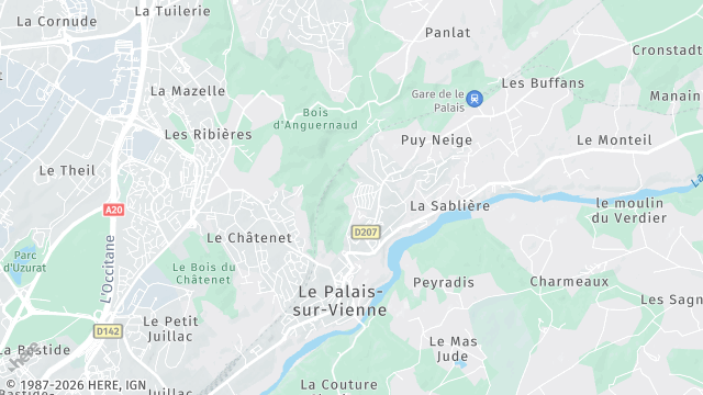 Carte de la zone d'intervention à Le Palais-sur-Vienne