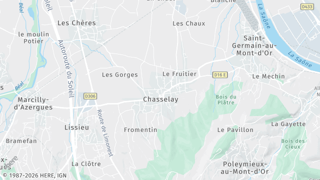 Carte de la zone d'intervention à Chasselay