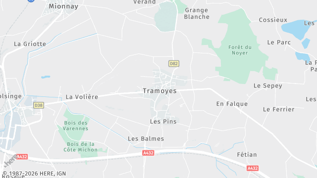 Carte de la zone d'intervention à Tramoyes