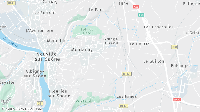 Carte de la zone d'intervention à Montanay