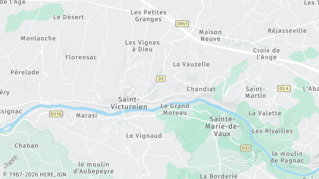 Carte de la zone d'intervention à Saint-Victurnien