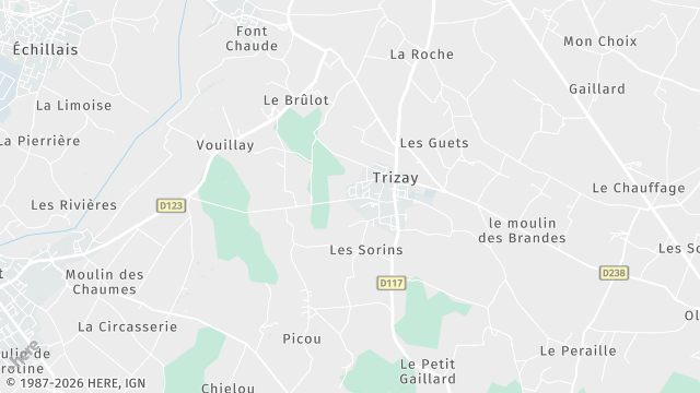 Carte de la zone d'intervention à Trizay