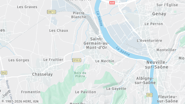 Carte de la zone d'intervention à Saint-Germain-au-Mont-d'Or