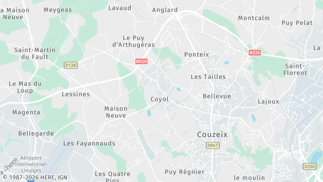 Carte de la zone d'intervention à Couzeix