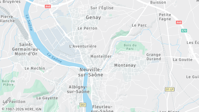 Carte de la zone d'intervention à Neuville-sur-Saône