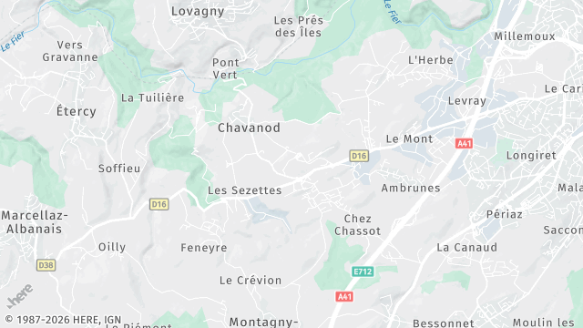 Carte de la zone d'intervention à Chavanod