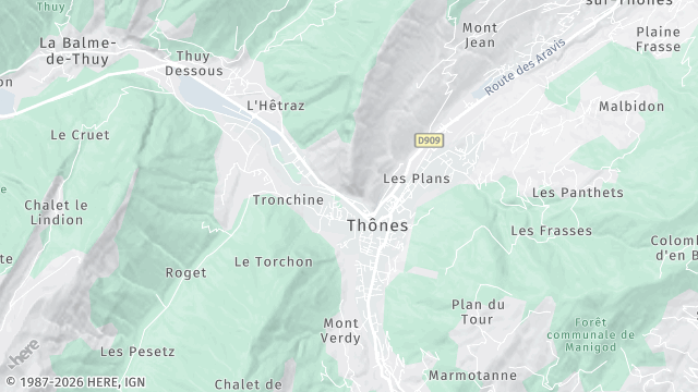 Carte de la zone d'intervention à Thônes