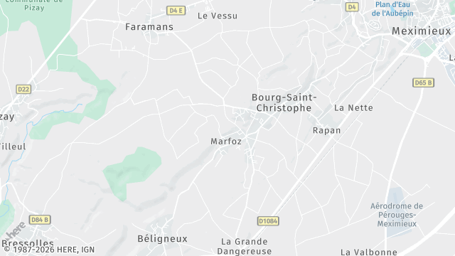 Carte de la zone d'intervention à Bourg-Saint-Christophe