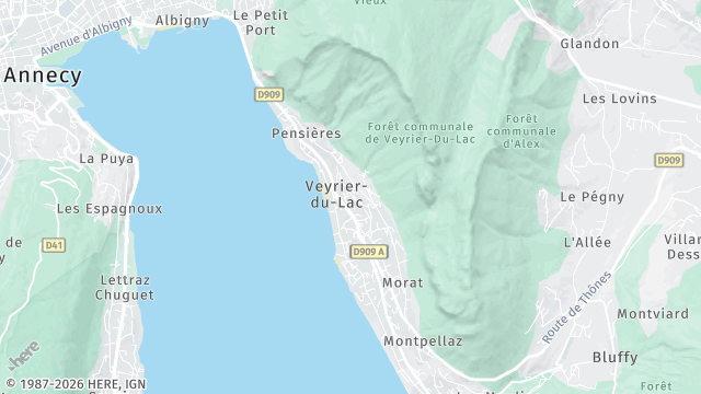 Carte de la zone d'intervention à Veyrier-du-Lac