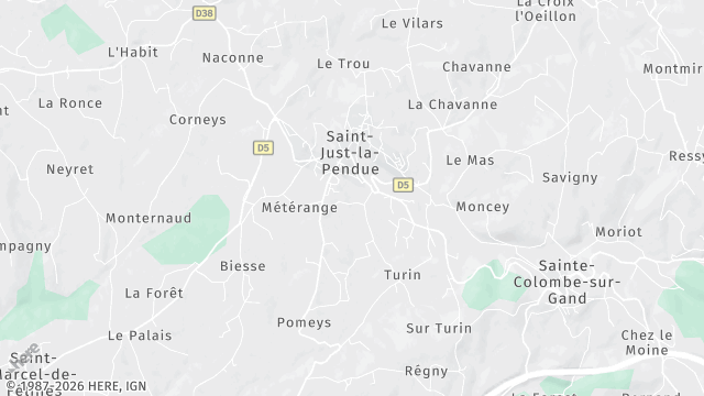 Carte de la zone d'intervention à Saint-Just-la-Pendue