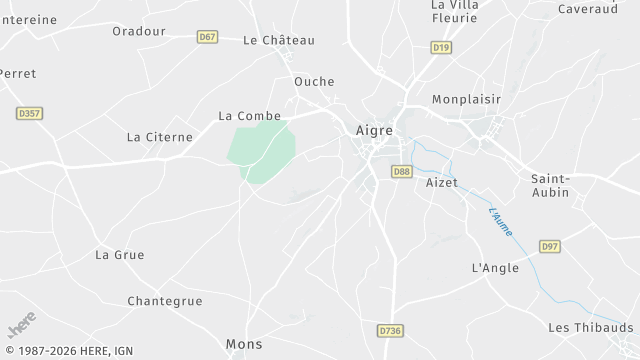 Carte de la zone d'intervention à Aigre