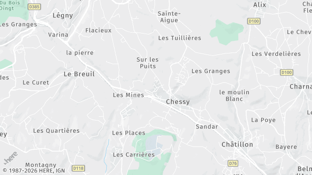 Carte de la zone d'intervention à Chessy