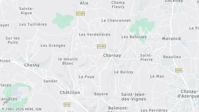 Carte de la zone d'intervention à Charnay