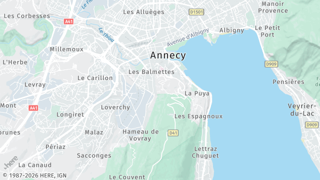 Carte de la zone d'intervention à Annecy