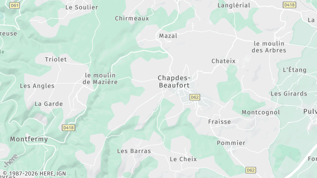 Carte de la zone d'intervention à Chapdes-Beaufort