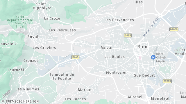 Carte de la zone d'intervention à Mozac