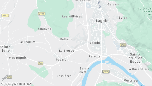 Carte de la zone d'intervention à Lagnieu