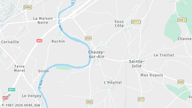 Carte de la zone d'intervention à Chazey-sur-Ain