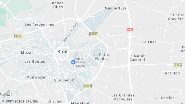 Carte de la zone d'intervention à Riom