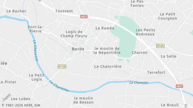 Carte de la zone d'intervention à Bords