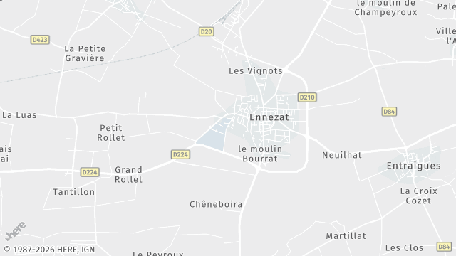 Carte de la zone d'intervention à Ennezat